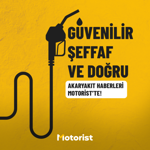 Sarı zemin üzerinde akaryakıt pompası illüstrasyonu ve “Güvenilir, Şeffaf ve Doğru Akaryakıt Haberleri Motorist’te” yazısı